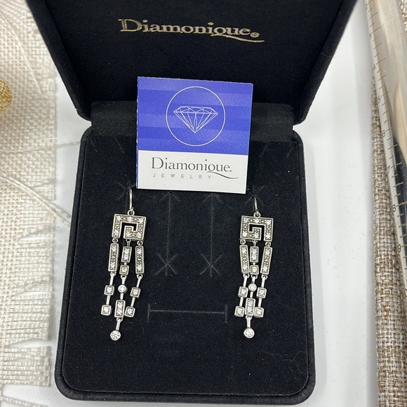 Vintage Diamonique Sterling Silver Dangle Earrings - Picture 5 of 16